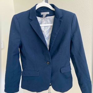 H&M Dark Nagy Blue Single-button lined blazer